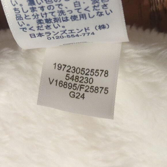 Lands’ End Women’s Fleece Pullover L Ivory Tan Half Zip Sherpa Jacket Soft Cozy - Picture 8 of 16